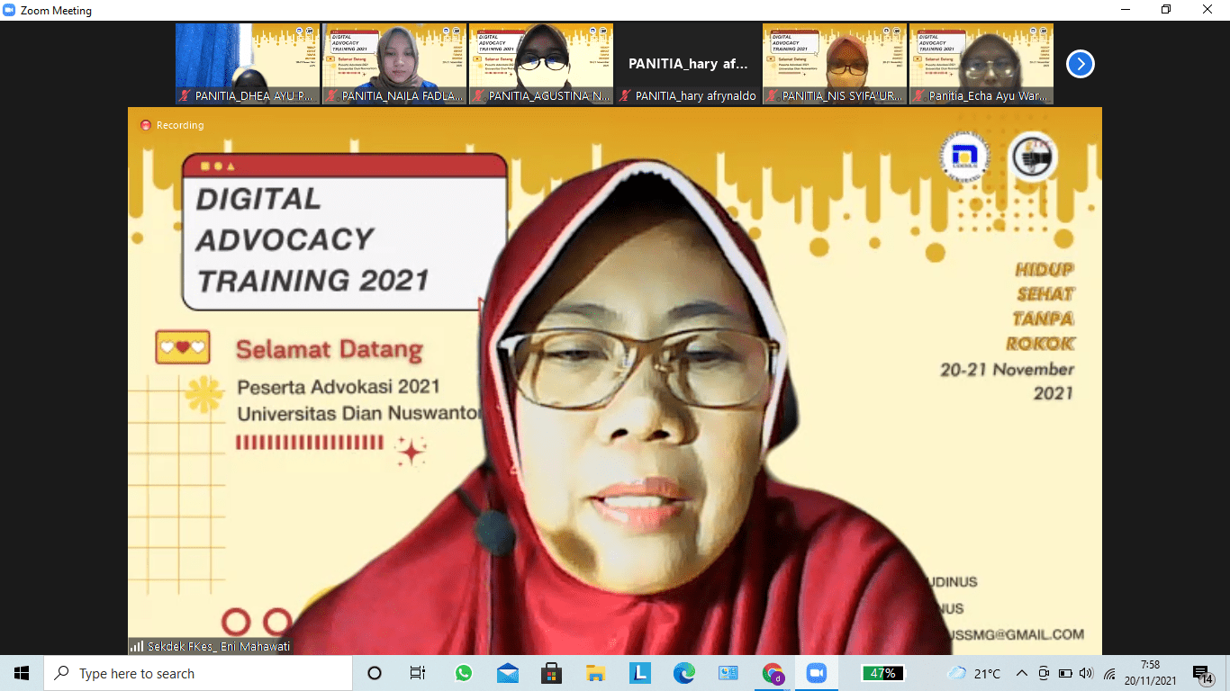 Sambutan Sekretaris Dekan Ibu Dr. Eni Mahawati SKM.,M.Kes